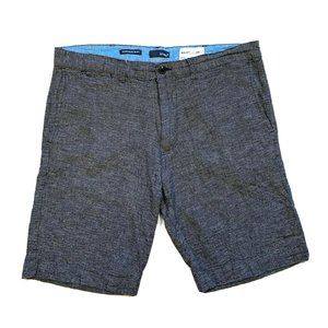 Bruno Classic Chino Shorts Mens 34‎ (35) Washable Linen Blend Flat Front Black